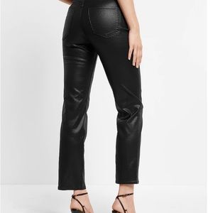 HIGH WAISTED BLACK COATED STRAIGHT ANKLE JEANS